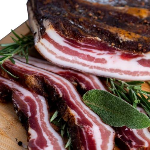 Fa.Lu.Cioli 1917 - Pancetta affumicata intera 1,5kg Senza Glutine e Lattosio, Sottovuoto di Alta Qualità. Con sale, pepe, aglio, spezie ed erbe aromatiche. Certificazione IFS