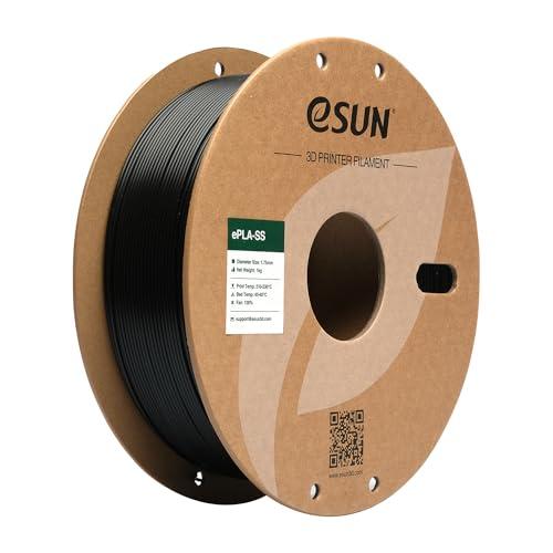 eSUN Filamento PLA 1,75 mm, filamento di Basic PLA per stampanti 3D Precisione dimensionale +/- 0,05 mm, bobina da 1 kg (2,2 libbre) Filamento PLA veloce per stampanti 3D, Nero
