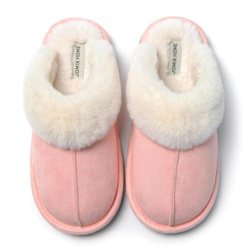 JOMIX Ciabatte Donna Invernali da Casa Pelose Calde Comode Pantofole Donna Invernali Morbide Ciabatte Ragazza Suola Memory Foam Antiscivolo X005 (Rosa, 39)