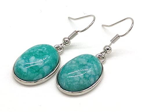 Orecchini Donna con cabochon in Amazzonite, Pietre Dure, Fatti a Mano