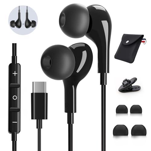 Cuffie USB C con Microfono, Cuffie Type C per Samsung Galaxy S23 S24 S22 Ultra A55 A35 A53 A33 A54 5G, Hi-Fi Stereo Auricolari Tipo C In-Ear con Filo Auricolari USB C per iPhone 15 Pro Max 16 Pro Max