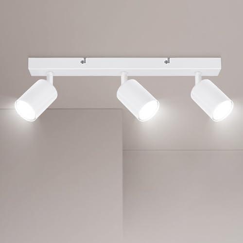 Ketom Lampada Faretti da Soffitto Orientabili, GU10 Faretti LED da Soffitto Bianco, Moderna Plafoniera LED Faretti 3 Luce, Faretto da Parete Interno per Barra, Cameretta, Cucina, Senza Lampadina