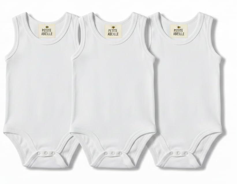ZZZ ZZZ PETITE ABEILLE Set da 3 Body Neonato cotone 0-36 mesi, Body neonata cotone 100% anallergico traspirante, bambino e bambina unisex fino a 3 anni