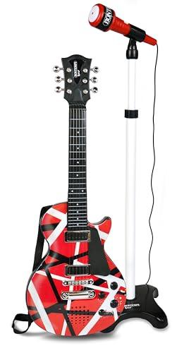 BONTEMPI - Chitarra Rock Elettronica con 6 Corde di Metallo 5 Demo Rock 3 Stacchi Musicali 5 Ritmi Spegnimento Automatico Cinghia Tracolla Presa Microfono 560mm