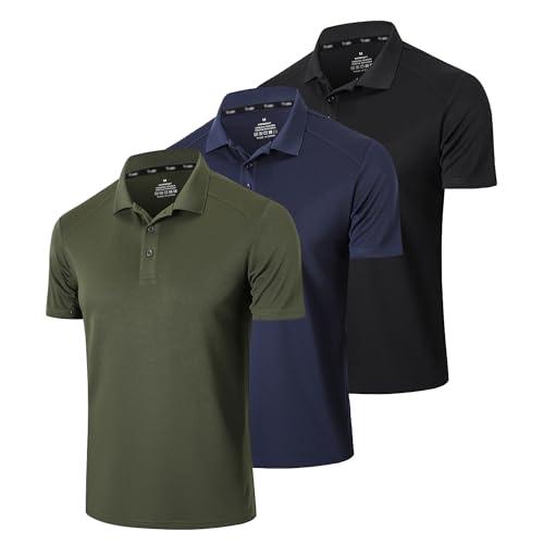 Gaiatiger 3er Pack Polo T-Shirt Uomo Manica Corta Traspirante Sportiva Polo Magliette Uomo Manica Corta(0427)-Black Navy Green-XL