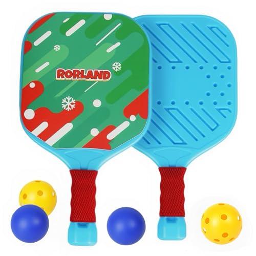 Smartwo Set Pickleball: 2 Racchette e 4 Palline per Bambini, Peso Leggero 200g, Impermeabile. Per Giardino, Spiaggia, Piscina. Regalo per Principianti