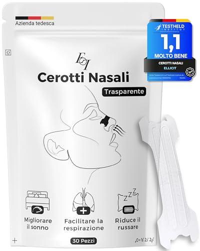 Ellicit® Cerotti Nasali Trasparenti, 30 cerotti naso di qualità superiore, cerotti per non russare, tenuta extra per una migliore qualità del sonno, Alivia la congestione nasale, nasal strip [univ.]