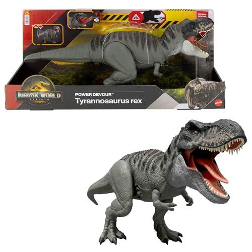 ​Mattel Jurassic World La Rinascita, T-Rex Divoratore Giurassico, dinosauro con lingua attiva, morso continuo, luci e suoni, gioco digitale, JGB50
