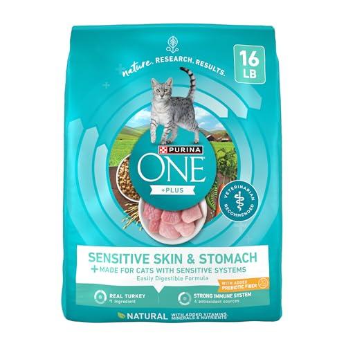 Purina ONE Dry Cat Food, Sensitive Systems, 16-Pound Bag, confezione da 1