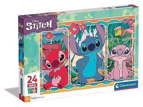 Clementoni- Disney Stitch Supercolor Stitch-24 Maxi Pezzi Bambini 3 Anni, Puzzle Cartoni Animati-Made in Italy, Colore Multilingua, 24029.6
