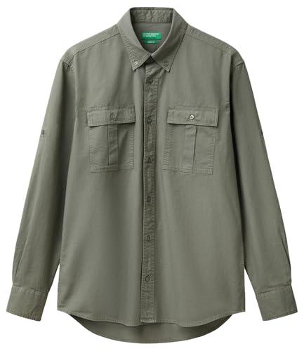 United Colors of Benetton Camicia 5KGPUQ05G, Verde, XL Uomo