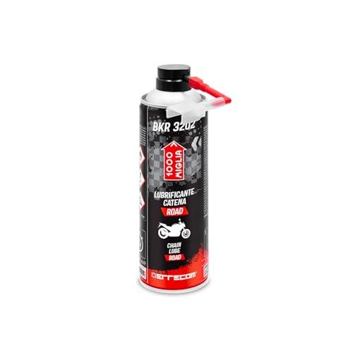 ERRECOM 1000 Miglia BKR 3202 Lubrificante Catena Moto Road, Moto da Strada, Resiste a Polvere e Acqua, Getto Preciso Senza Schizzi, include Huggie System con Prolunga a 90°, Bombola Aerosol 500 ml
