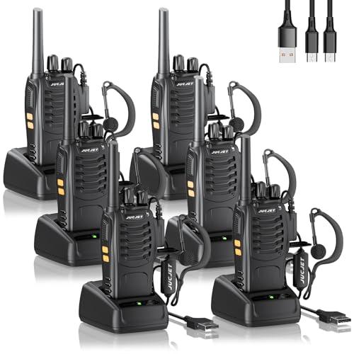Walkie Talkies 88E, PMR446 Radio bidirezionale senza licenza, PMR 446MHz Frequenza Civile Ricetrasmittente 16 canali, Portatile Walkie-Talkie Professionali con Auricolare (Black-6)