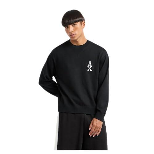 Armani Exchange Felpa da Uomo The Grid, Sustainable, con Logo Jacquard, Nero, XS