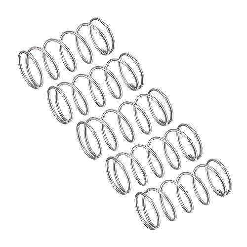 QUARKZMAN Molle a Compressione, Molle a Spirale 5pz Mini Molle 304 in Acciaio Inossidabile, Specifiche Molle 16mm Esterno Diametro, 1,8mm Filo Misura, 35mm Libero Lunghezza, Argento Tono