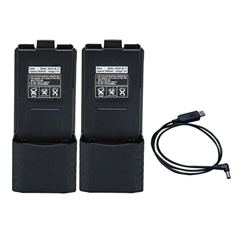 2PCS BL5 7.4V 3800mAh Li Ion Batteria per Baofeng UV 5R 5RA 5RB 5RC 5RD 5RO 5RE UV 5X3 UV 5RTP UV 5R Plus, Batteria Walkie Talkie