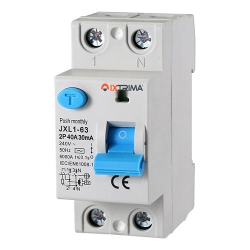 Interruttore Differenziale Puro 40A 2 poli 2P 220V 6kA 30mA 2 Moduli DIN, RCCB C40