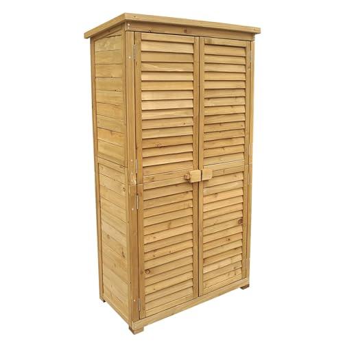 Wiltec Armadio da giardino con ante battenti a persiana 870x465x1600 mm legno di abete con tetto in bitume