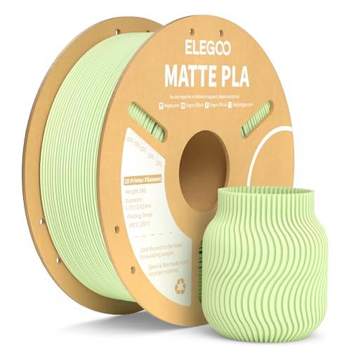 ELEGOO Filamento PLA Matte Verde Menta 1 kg, 1,75 mm, Opaco PLA Filamento per Stampante 3D, precisione di misurazione +/- 0,02 mm, adatto per maggior parte delle stampanti 3D FDM