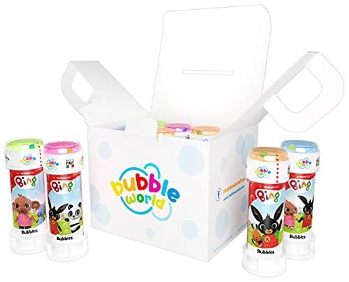 Bubble Word - BING Party Pack - 12 flaconi di bolle - 60ml - Tubetti in colori assortiti e soffiatore integrato - Perfetto per feste di compleanno per il tuo bambino e i suoi amici - Made in Italy