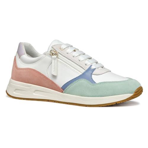 Geox D BULMYA B, Scarpe da Ginnastica Donna, White/Mint, 38 EU