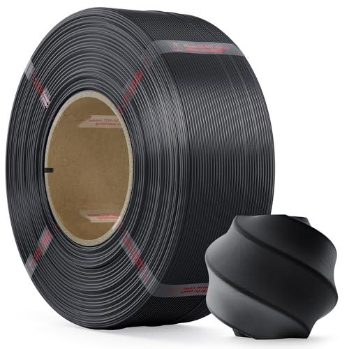 MarsWork Filamento PLA 1,75 mm, Refill Filamento Stampante 3D, Precisione Dimensionale 1.75 +/- 0.02mm Compatibile con la Bobina Riutilizzabile di Bambu Lab, 1kg Nero