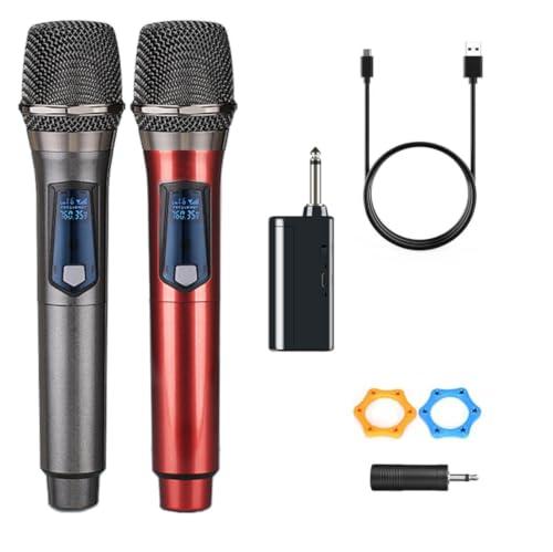 HUACAM Microfono Wireless Huakang Ricaricabile, Dual Portatile Karaoke Dinamico