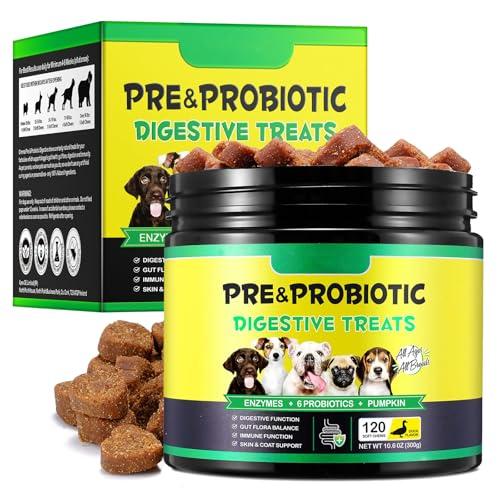 Probiotici per Cani con Enzimi Digestivi - 120 Pezzi Probiotico Digestivo per Cani, Flora Batterica e Sistema Immunitario | Contro Prurito, Allergie e Squilibrio dei Lieviti