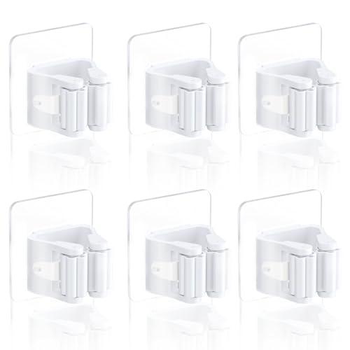 WENRENMK 6 Pezzi Porta Scope Parete, Appendi Scope a Muro, Portascope da Muro, Nessuna Foratura Richiesta, Adatto per Cucina, Bagno, Giardino, Garage