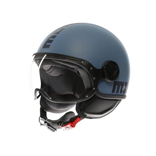 MOMODESIGN - FGTR CLASSIC E2206, Casco Jet, Casco Aperto per Moto e Scooter, per Uomo e Donna, Blu Polvere Opaco/Blu, S