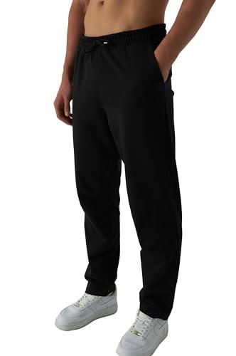 ROSS CAMP Pantaloni da Jogging da Uomo - Pantaloni Sportivi da Uomo Lunghi in Cotone, Pantaloni da Allenamento per Il Tempo Libero, Jogger da Viaggio Moderni (Nero, L)
