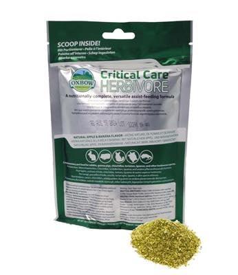Oxbow Critical Care Erbivoro Banana/Mela | 141g| Alimento completo per erbivori domestici | per animali in cattivo stato nutrizionale | Alto contenuto di fibre grezze