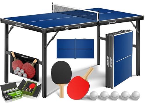 Kesser® Tavolo da ping pong Mini con set di racchette da ping pong, palline da ping pong e rete da ping pong | Per interni | Da portare con sé, piastra laminata + pieghevole – Design da viaggio, per