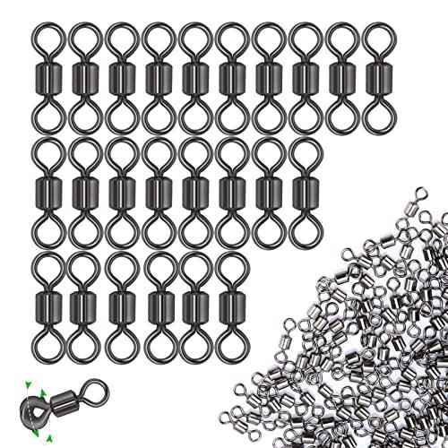 100pcs Girevoli da Pesca Ad Alta Resistenza in Acciaio Inox Girevoli Anelli Solidi Connettori con Cuscinetto a Sfera per Acqua salata di Acqua Dolce