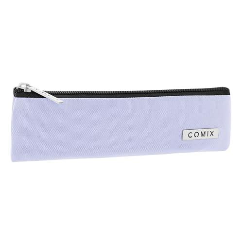 COMIX - Astuccio 2 Penne Scuola Porta Cancelleria con Tirazip in Metallo - Astuccio Piccolo Portapenne Bambino e bambina per Medie e Elementari, 20x6Hcm