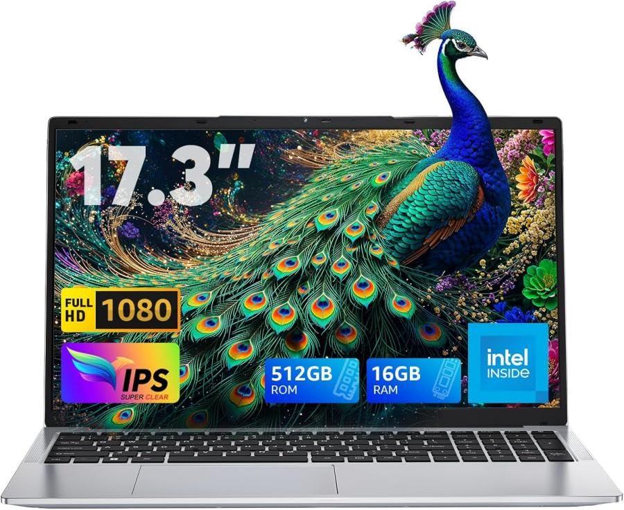 ACEMAGIC 2025 Pc Portatile 17.3 Pollici 16 GB RAM DDR4 512 GB SSD, 4 nuclei Processore Alder Lake N95,Fino a 3,4 GHz,6000Mah,Wi-Fi 5,BT5.0,3*USB 3.2,HDMI,Type C,Notebook Argento