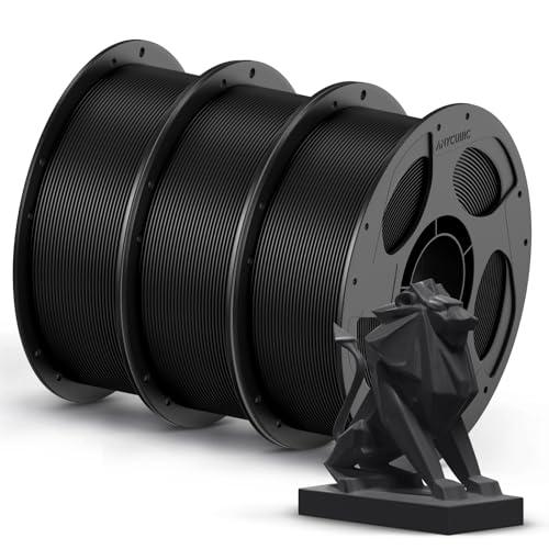 ANYCUBIC Filamento PETG 1,75 mm, Filamento Robusto e Durevole per Stampanti 3D, Eccellente Adesione Degli Strati, Adatto Alla Maggior Parte Delle Stampanti FDM, 3KG Nero