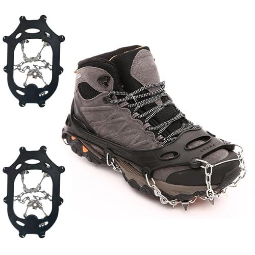 WLHFDC Ramponi per Scarponi con 10 Denti Catene in Acciaio Inossidabile Antiscivolo Ice Tacchetti,Ramponi da Ghiaccio per Scarpe,Ramponcini da Neve per Picco di Ghiaccio Escursionismo Camping Jogging