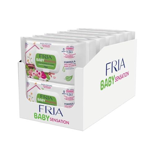 Fria Baby Sensation Salviette per Cambio Pannolino, con Burro di Karitè ad Azione Emolliente sulla Pelle, Dermatologicamente Testate, Maxi Confezione Risparmio da 840 Salviette