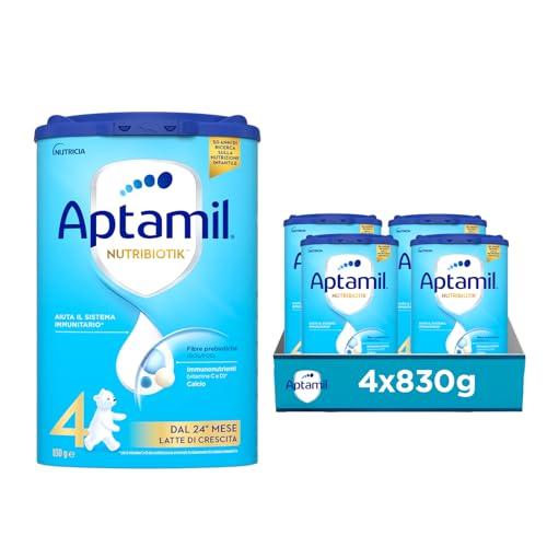 APTAMIL Nutribiotik 4 - Latte di Crescita in Polvere per Bambini dai 24 mesi - Formato Convenienza da 3320 grammi (4 confezioni da 830g)