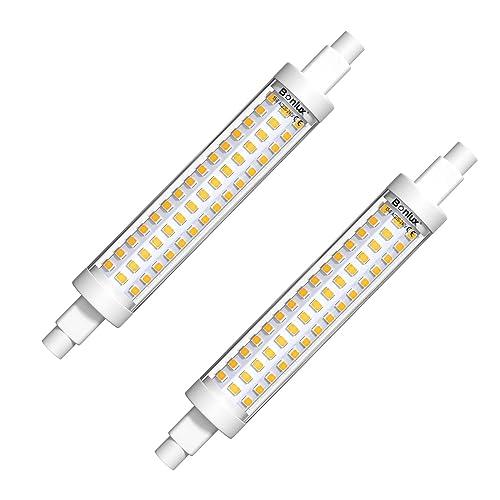 Bonlux 15W Lampadina R7S 118mm a LED Lineare Bianco Calda 3000k, Non-Dimmerabile J118 Slim Doppio Effeto Equivalenti 125W 120W Lampada Alogena Lineare AC 220-240V 1300LM 360 Gradi (pacco da 2)