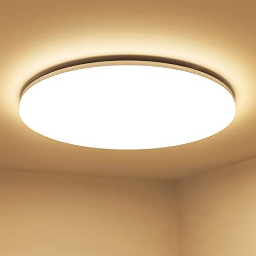 LE Plafoniera LED 24W 2500lm, Ø33cm, Lampada da Soffitto per Bagno Impermeabile IP54, Luce Lampada da Soffitto Bianco Caldo 3000K, Risparmio Energetico per Soggiorno, Corridoio, Cucina, Balcone