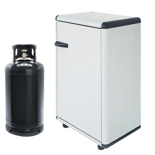 PALUPLUS Porta Bombole Gas a 1 Anta in PVC di Colore Grigio, Misura 59x39x92 cm, Maniglia e Piedi Antiscivolo, Mobile da Esterno, Made in Italy -176C