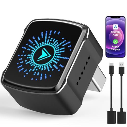 Bemkia CarPlay Wireless Adattatore per dispositivi iOS & Android Auto｜Auto CarPlay 2016+｜Connessione Stabile｜USB-A & USB-C｜Plug & Play (Nero)