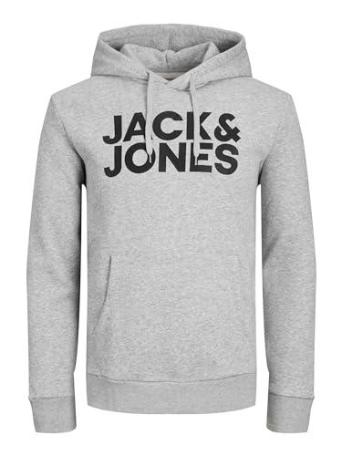 JACK & JONES Jjecorp Logo Sweat Hood Noos Felpe con cappuccio, Grigio (Light Grey Melangegrau), M Uomo