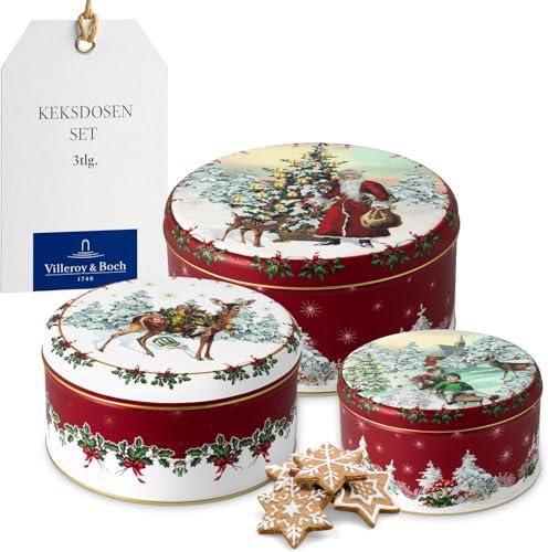 Villeroy & Boch - Set di 3 contenitori da pasticceria Winter Collage Accessories, 19,7 x 9,4 cm, multicolore