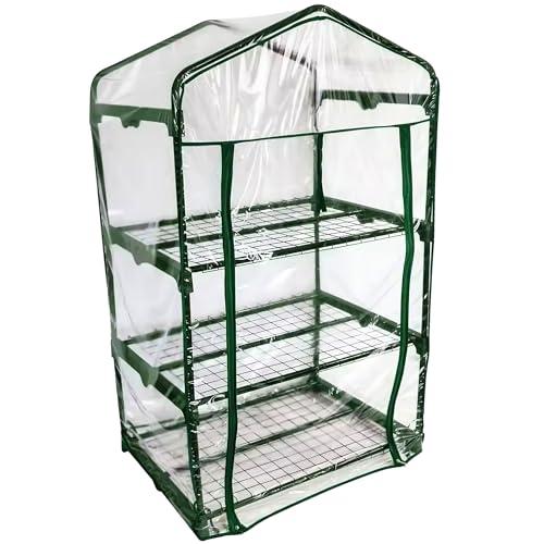 ESTO Serra da Balcone da Giardino, Corpo in Policarbonato e Telo in PVC Trasparente, Adatto per Colture Invernali, Copertura per Piante e Fiori (3 Ripiani)