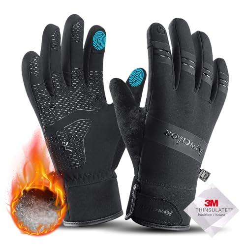 kyncilor Guanti Invernali Impermeabili Uomo Donna Touch Screen Slip-Proof Guanti Bici Invernali per Corsa Ciclismo Moto Sci