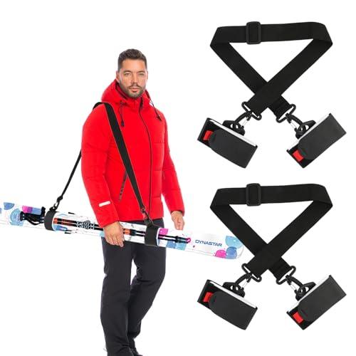QKURT 2 cinghie portasci, cinghie regolabili per spallacci da sci, cinghie per attacchi, cinture porta scarponi da sci, cinghie per il trasporto di bastoncini da sci, tavola da snowboard