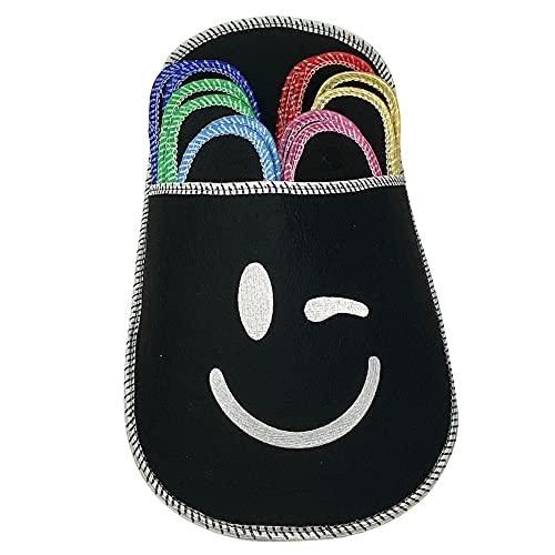 diMio - Set di 6 paia di pantofole in feltro di poliestere di alta qualità in colori vivaci e diverse misure, ideali per la casa, la camera degli ospiti e i B&B